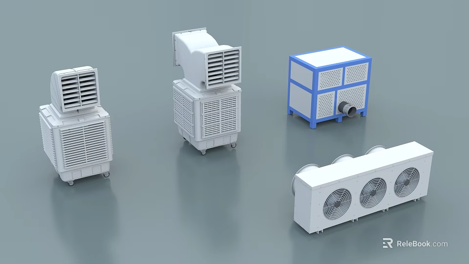 Efficient Industrial Equipment With Cooling Units Ventilation Fans And Cabinet Systems 3d model 