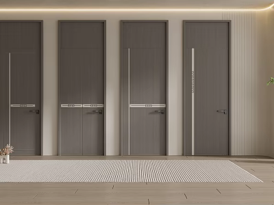 Modern Swing Doors Interior Design With Sleek Wooden Finish And Minimalist Home Decor 3d model
