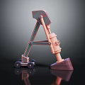 Industrial Mechanical Press Tool With Wheeled Base And Metal Arm Structure 3d model