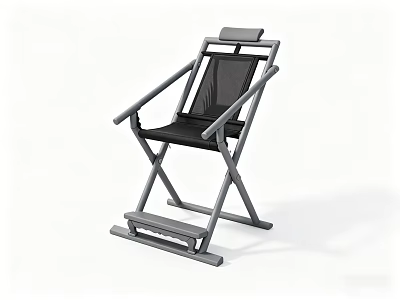 Modern Leisure Chair With Metal Frame Black Mesh Seat And Foldable X Shaped Design 3d model