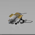 Spacecraft 3D Model With Open Yellow Hatch And Silver Gray Aerodynamic Structure