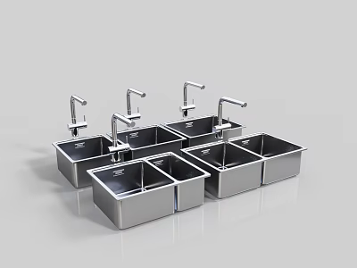 Stainless Steel Kitchen Sinks With Faucet Multiple Double Single Bowl Designs For Kitchen 3d model