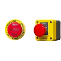 Industrial Switch Panel with Red Button and Yellow Base for Emergency Control Use