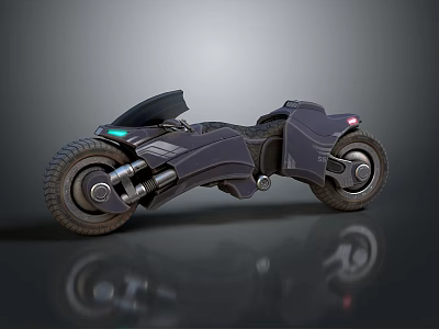Futuristic Motorcycle With Sleek Black Design Neon Blue Lights And Mechanical Wheels 3d model