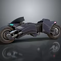 Futuristic Motorcycle With Sleek Black Design Neon Blue Lights And Mechanical Wheels