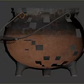 Vintage Cast Iron Cooking Pot With Three Legs And Metal Handles