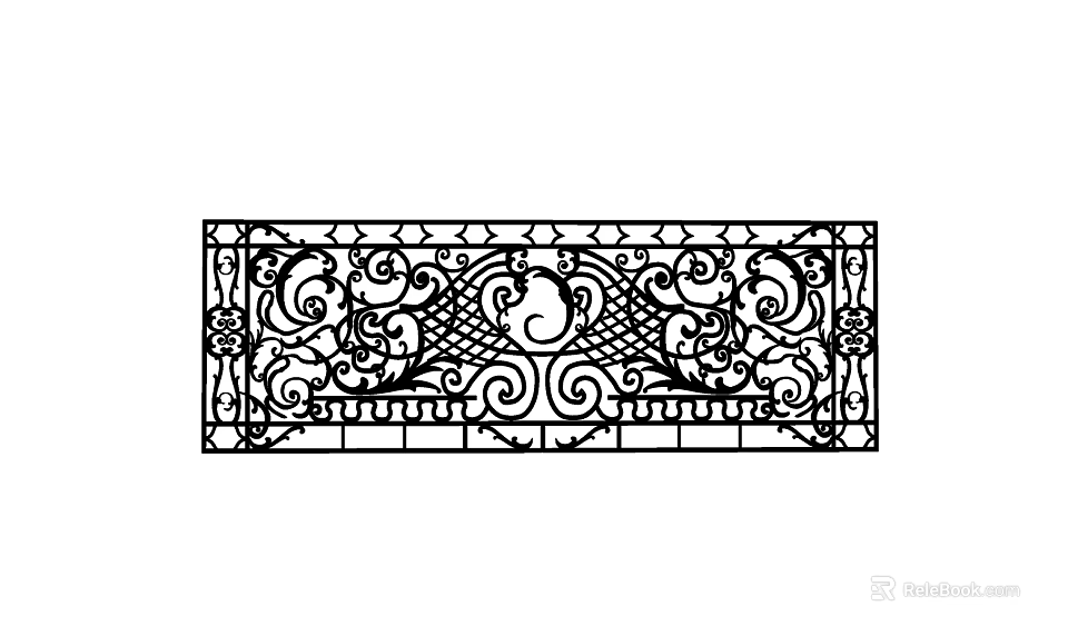 Classic Ornate Iron Fence Featuring Intricate Scrollwork And Decorative Patterns 3d model
