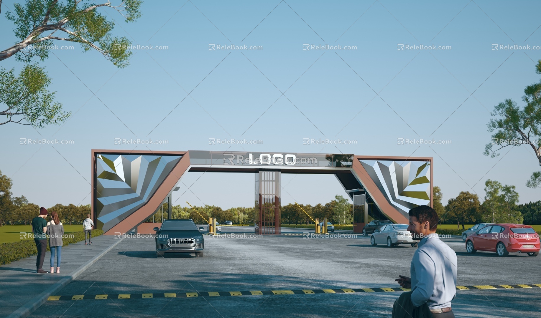 Modern Gate Gate Building Factory Gate Guard Recorder Room Gate Entrance Park Gate Gate Gate 3d model