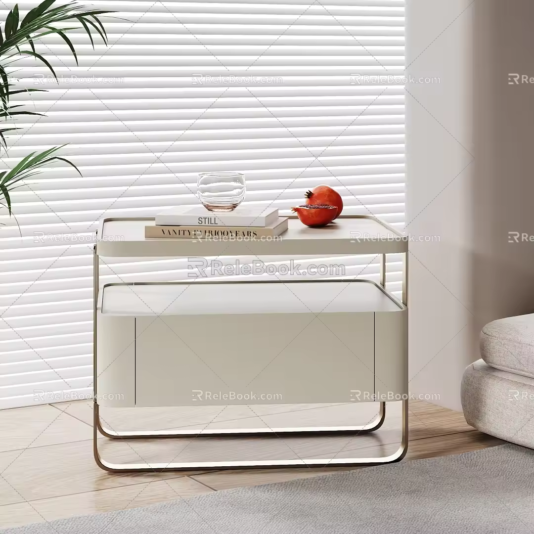 Cream wind bedside table 3d model