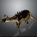 Realistic Dinosaur Model With Orange Brown Skin Back Spikes And Head Horns