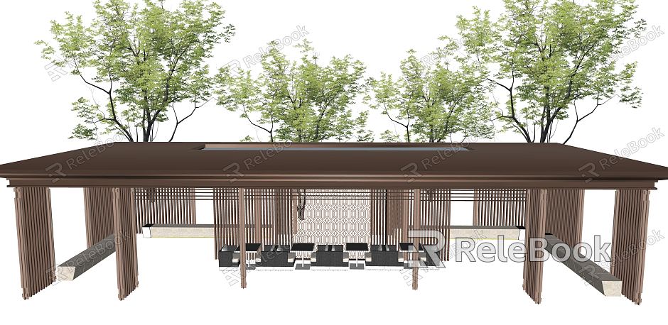 New Chinese Style Pavilion Landscape Pavilion Pavilion Leisure Gallery Landscape Gallery Landscape Small Architecture model