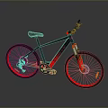 Black and Red Electric Bicycle With Modern Sleek Frame And Red Rimmed Wheels