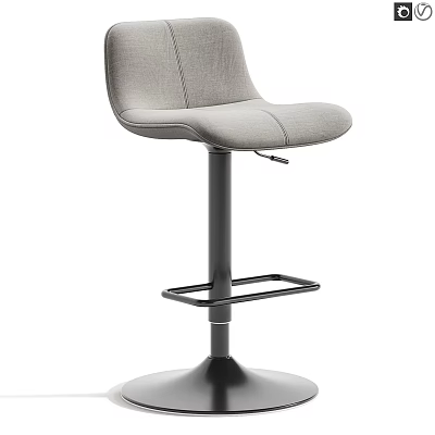 Modern Grey Fabric Bar Stool With Adjustable Height And Sturdy Metal Base Design 3d model