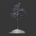 Leafless Wooden Tree Decor with Snow Covered Stone Base and Natural Design