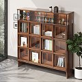 Vintage Black Walnut Solid Wood Display Cabinet Living Room Wine Cabinet Lego Handheld Display Cabinet Living Room Storage High Cabinet Living Room Decorative Cabinet 3d model