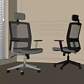 Modern Office Chair With Mesh Back Gray Seat Adjustable Headrest And Metal Base