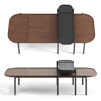 Modern Sofa And Coffee Table Set With Wooden Tabletop And Metal Support Legs Design 3d model