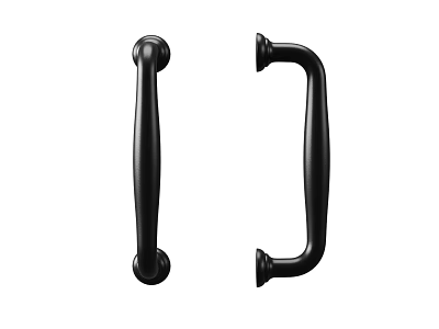 Modern Black Metal Furniture Handles with Curved Design for Cabinet Drawer 3d model