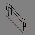 Modern Black Metal Railings With Handrails On Both Sides Of Concrete Staircase