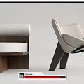 Modern Single Sofa Design With Beige Cushion Wooden Structure And Metal Support Legs