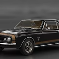 Classic Black Muscle Car Featuring Brown Accents Vintage Design And Chrome Wheels