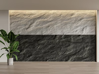 Textured Stone Background Wall With Layered Light And Dark Design For Modern Interior Decor 3d model