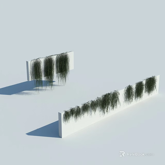 Green Hanging Vines Adorning White Wall Surfaces For Interior Decoration 3d model 