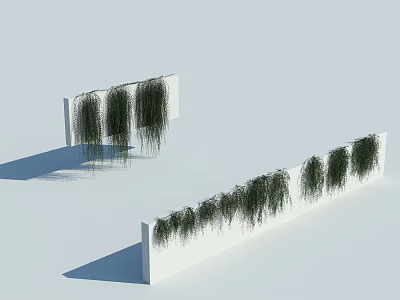 Green Hanging Vines Adorning White Wall Surfaces For Interior Decoration 3d model