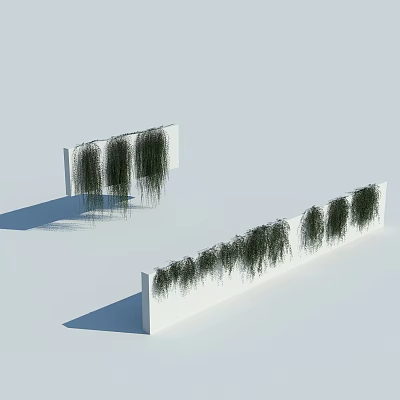 Green Hanging Vines Adorning White Wall Surfaces For Interior Decoration 3d model