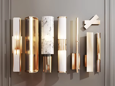 Contemporary Wall Lamps With Gold Accents Marble Details And Various Shapes 3d model