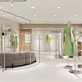 SHUIMIAO Modern Clothing Store With Window Display Mannequins Green Dress Plant Decor And Bright Interior