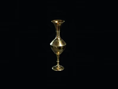Golden Decorative Vase With Elegant Curved Neck And Stable Base 3d model