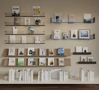 Modern Bookshelf Magazine Rack Solid Wood Bookshelf Magazine Book Combination Wall Hanging Bookshelf Extracurricular Book Ornaments 3d model