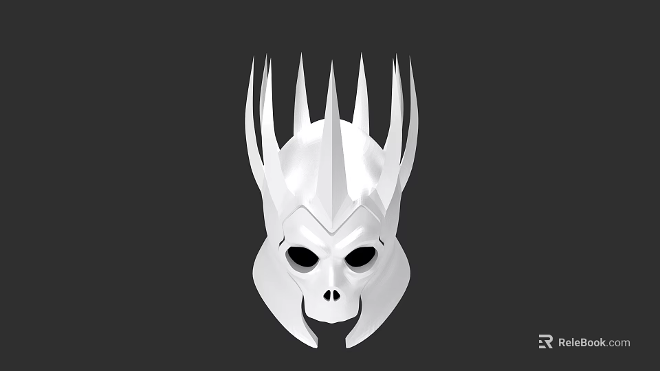 White Spiked Skull Mask 3D Rendering Design With Gothic Features For Cosplay 3d model 