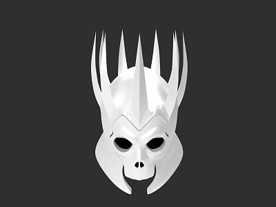White Spiked Skull Mask 3D Rendering Design With Gothic Features For Cosplay 3d model