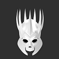 White Spiked Skull Mask 3D Rendering Design With Gothic Features For Cosplay