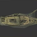 Old Wooden Boat as Water Transport with Cabin Structure on Sandy Base