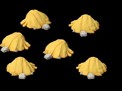 Multiple Yellow Pastries With White Base Arranged On Black Background 3d model