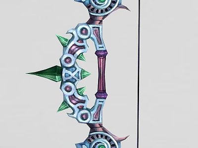 Decorative Bow With Blue Purple Accents Green Spiked Details And Ornate Circular Patterns 3d model