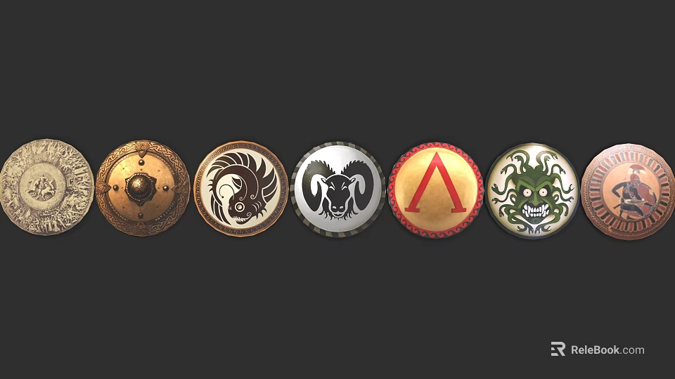 Weapon Badges With Various Colorful Symbolic Designs And Unique Emblems 3d model 