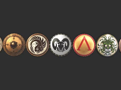 Weapon Badges With Various Colorful Symbolic Designs And Unique Emblems 3d model