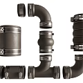 Various Industrial Metal Pipe Fittings Including Elbows Couplings Joints And Corrugated Sections