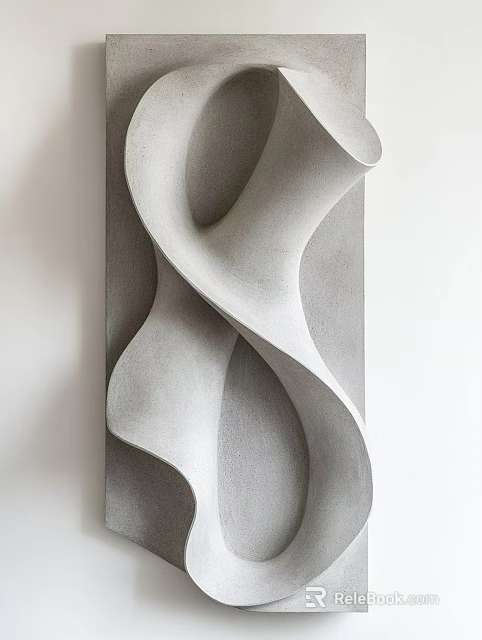Modern Curved Concrete Wall Decor With 3D Sculptural Design For White Interior 3d model 