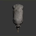 Gray Rhinoceros Sculpture Standing With Textured Skin Single Horn And Dark Background