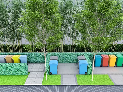 Modern trash can outdoor trash can garbage sorting trash can landscape trash can garbage bin 3d model