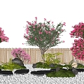 Plant Combination Lagerstroemia indica Landscape Tree Cluster Lagerstroemia indica Camellia Tree Fence Terrain 3d model