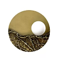 Modern Circular Wall Lamp With Light Brown Surface White Circle And Textured Base 3d model