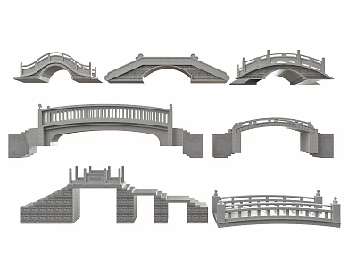 Different Landscape Bridge Designs With Arched Structures And Decorative Railings For Garden Scenery 3d model
