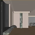Modern Foyer Hallway Interior With Marble Column White Cabinets And Light Strips