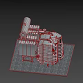 Heavy Duty Industrial Transformer Structure With Cylindrical Storage Tank Radiator Fins And Metal Frame Platform Base
